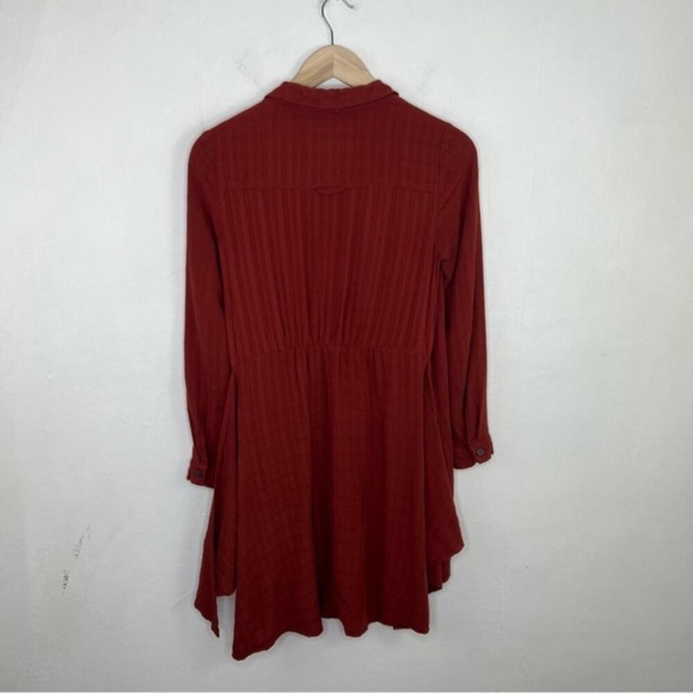 Anthropologie Rust Red Button-Front Mini Dress - Picture 3 of 16